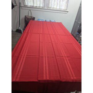 Red Fabric Christmas Oblong Tablecloth- 60" x 84 new